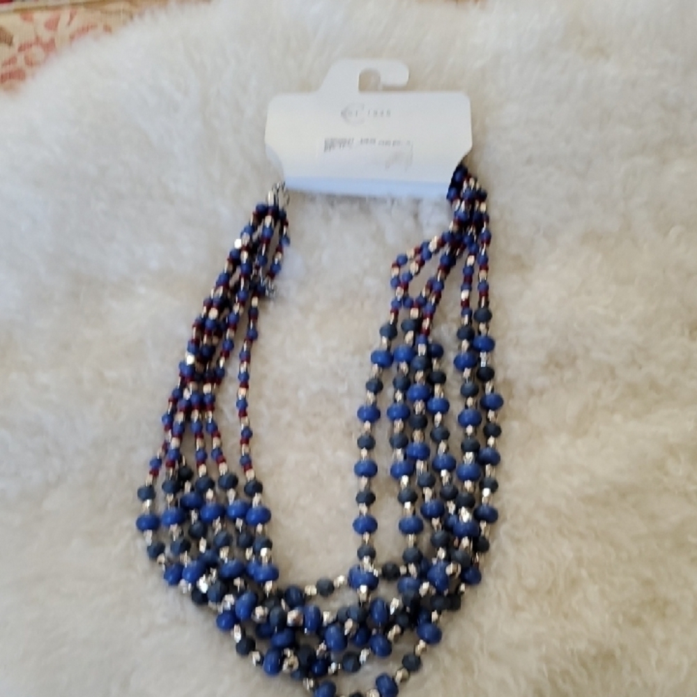 Elegant Blue and Silver Multi-Strand Necklace